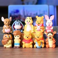 Cosetteme 10Pcs Disney Winnie The Pooh Piglet Tigger Eeyore Rabbit Owl Anime Action Figures Model Cartoon Collection Doll Set Kids Toys