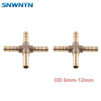 Brass Pipe Fitting 4 Way Hose Barb 6mm 8mm 10mm 12mm Gas Copper Barbed Coupler Connector Adapter Coupling Pneumatic