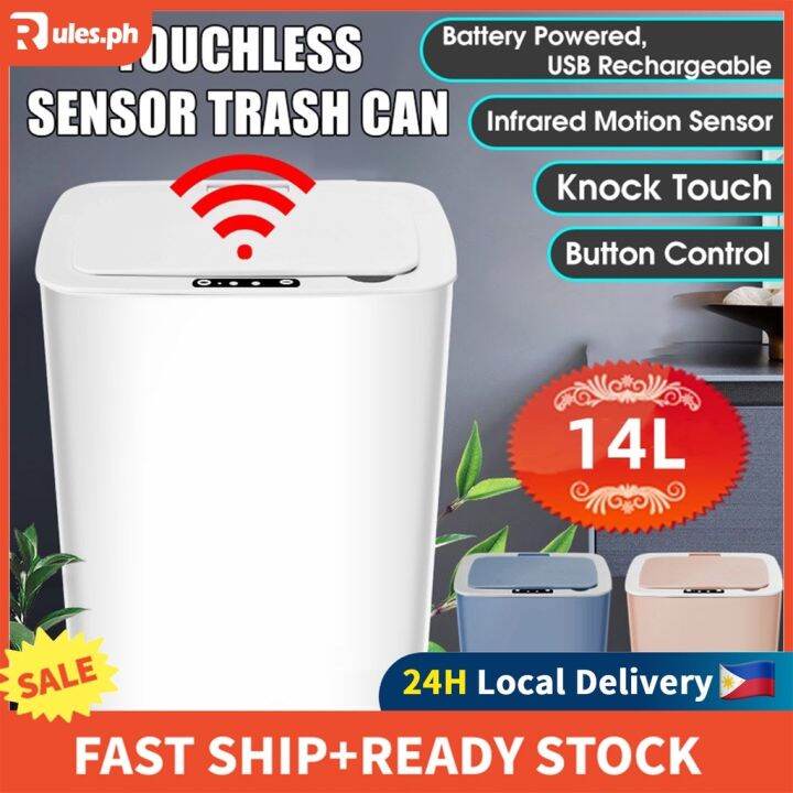 【COD】 14L Smart Trash Can Wireless Sensor Automatic Bin Nontouch Garbage Household Waste Dustbin