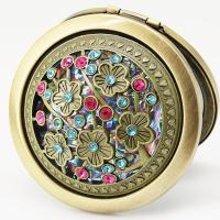 Vintage Hollow Flower Mini Folding Pocket Round Double-sided Makeup Mirror Gift Mirrors