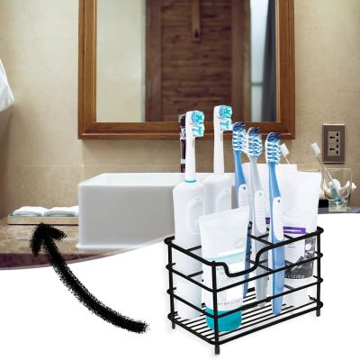ชั้นยาสีฟันแปรงสีฟันอเนกประสงค์สำหรับที่เก็บเครื่องใช้ในครัวในห้องน้ำที่ใส่แปรงสีฟันสแตนเลส