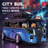 TGL T5022 Bus Car T2 Camper Van 1:8 Model City Facilities Tech Series Small Particle Assembly Toys Blocks Gift For Boys 3299PCS