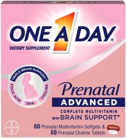 One A Day Prenatal Advanced Multivitamin &amp; Brain Support สูตรสำหรับ 60 วัน