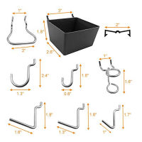 ?【Lowest price】MH 81pcs pegboard hooks Assortment กับ pegboard ถังขยะหมุดล็อคเครื่องมือจัดชุด