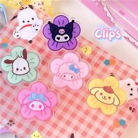 Sanrio Flower Acrylic Clips Fixed Paper Book Pocket Transparent PP Clip Swallowtail Stationery