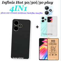 4in1เคสซิลิโคนนิ่ม Infinix 30 30i ร้อน30ขายดี20 Play ร้อน20ร้อน20 Play Hot 20S เคสสีดำฝ้าเคสโทรศัพท์กันกระแทก + ฟิล์มบางเซรามิก + ฟิล์มเลนส์ + ฟิล์มด้านหลัง