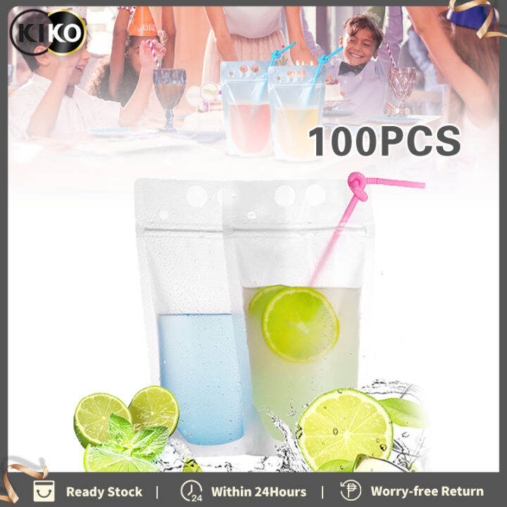 100 PCS Zipper Standup Plastic Pouches Heavy Duty Standup Juice