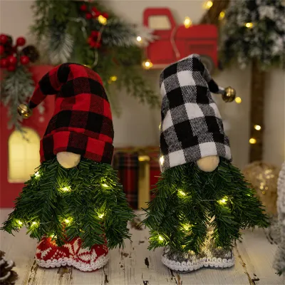 Nordic Christmas Elf Ornament Christmas Tree Ornament Nordic Forest Christmas Decoration Faceless Doll Ornament Glowing Old Man Figurines