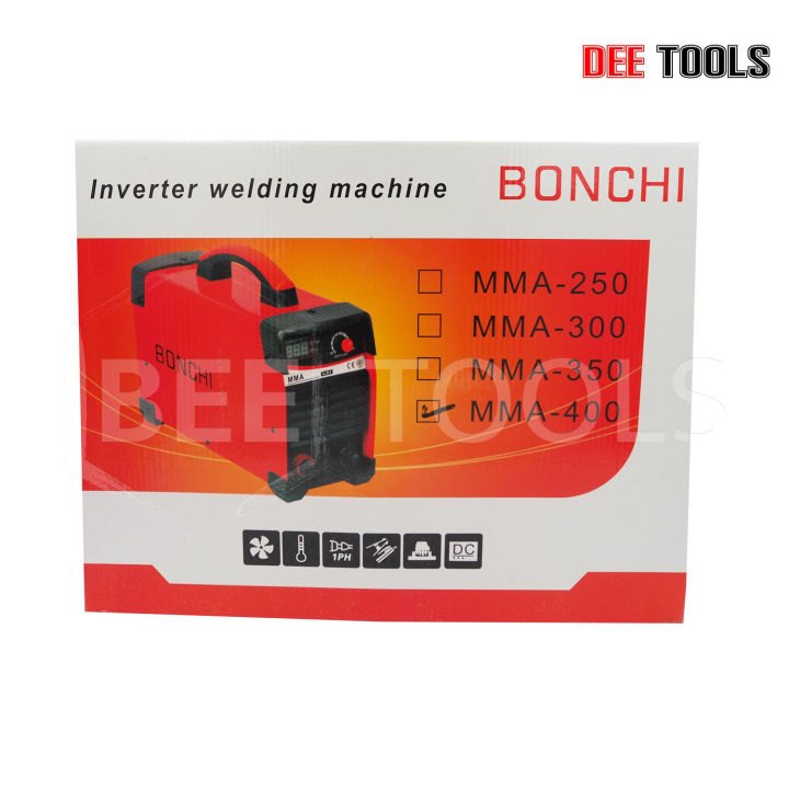 bonchi-ตู้เชื่อม-inverter-igbt-รุ่น-mma-400a-ตู้เชื่อมไฟฟ้า-เครื่องเชื่อม-บอร์ดใหญ่-เทคโนโลยี-ไต้หวันแท้-มีระบบ-arc-force-และ-hot-start-พร้อม-อุปกรณ์-ครบชุด