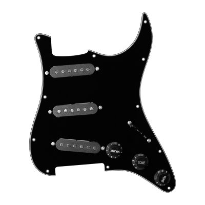 กีตาร์ไฟฟ้า Pickguard Pickups Loaded Prewired สีดำ 11 หลุม Single Coil Pickguard Pickups สำหรับ FD ST Style Guitar-wangjun1