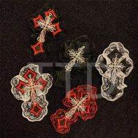 Punk alloy cross Gothic style lace Halloween side clip brooch headdress Y2K hot girl dark subculture