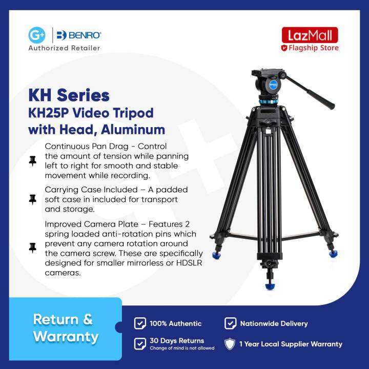 Benro KH25P Video Head & Tripod Kit (61.6" Max) Lazada PH