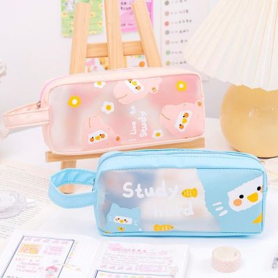 ◎ Pencil Holder Helpful PVC Smooth Zipper School Students Pencil Case for Study Room Pencil Storage Bag Pencil Pouch