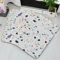 [A VOGUE] VintagePink BeigeTerrazzo PrintedFloor Mat ห้องอาบน้ำ DecorNon-Slip ForRoom Kitchen