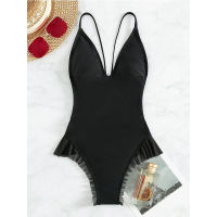 2022 summer new bikini deep V y lace high cut open back cross bow swimsuit beach clothing