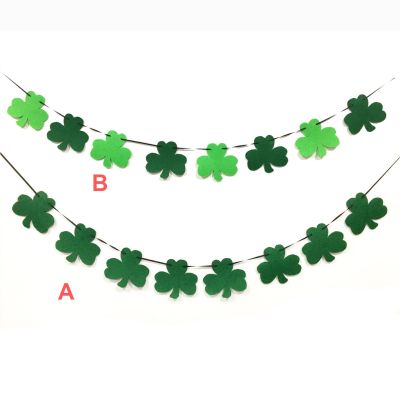 St Patricks Day Banner Festival Prop Indoor Outdoor Flags Simple Party Supply Bunting Shamrock Garland for Layout