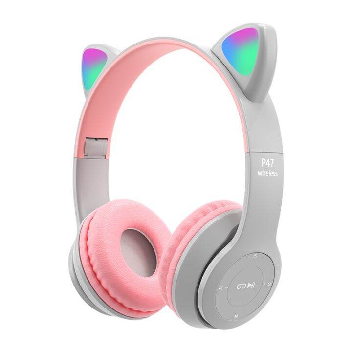 foldable-led-rgb-light-p47m-cat-ear-wireless-bluetooth-headphone-with-microphone-hifi-stereo-bluetooth-earphone-bluetoot