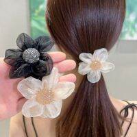 [COD] net gauze rhinestone flower hair ring womens summer high-end ponytail 2022 new accessories