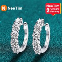 Neetim หูเพชรโมอิส3มม. 925หูห่วงสีขาวชุบเงินสเตอร์ลิงสำหรับผู้หญิงเครื่องประดับอย่างดีปาร์ตี้งานแต่งงาน