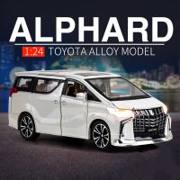 รถของเล่นของ1:24โตโยต้า Alphard MPV โมเดลรถยนต์หล่อขึ้นรูปโลหะอัลลอยด์สำหรับเด็กผู้ชายรถของเล่นซุปเปอร์คาร์ของสะสมชุดของเล่นรถและที่จอดรถพี่เลี้ยงเด็ก