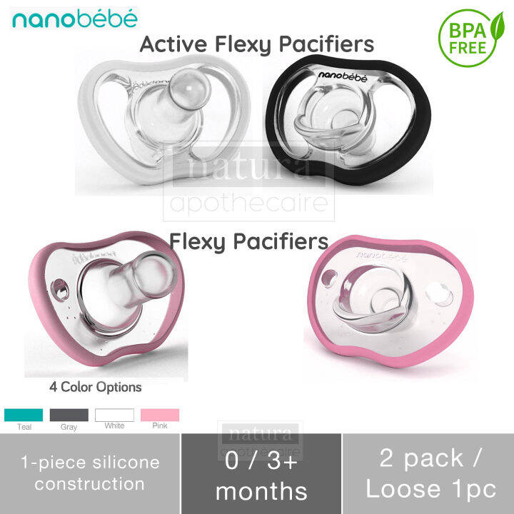 Nanobebe Active / Flexy Baby Pacifier 100 Silicone Puting Bayi, 0