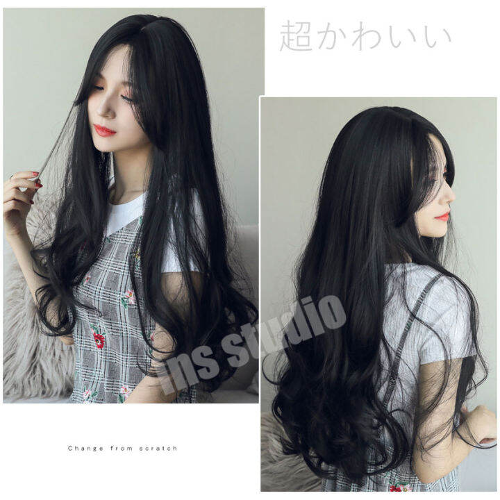 วิกผมยาวผู้หญิง-สวมง่ายสวยได้ทุกโอกาส-วิกผมยาวสีดำธรรมชาติ-natural-black-long-wig-วิกผม-วิกผมคอสเพลย์-ลุคสาวเกาหลีสุดน่ารัก-มีเเสกกลางเปิดหน้า-วิกผมยาว-วิกผมสุดเซ็กซี่-ทรงผมยอดฮิตของเกาหลี-วิกแบบสวมคร