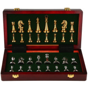 Bộ cờ vua kim loại cao cấp mạ vàng bạc phong cách châu Âu sang trọng đẳng