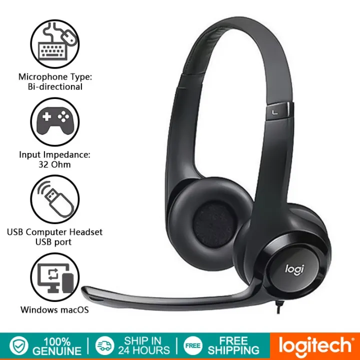 Logitech h390 usb computer headset noise cancelling headphone with mic