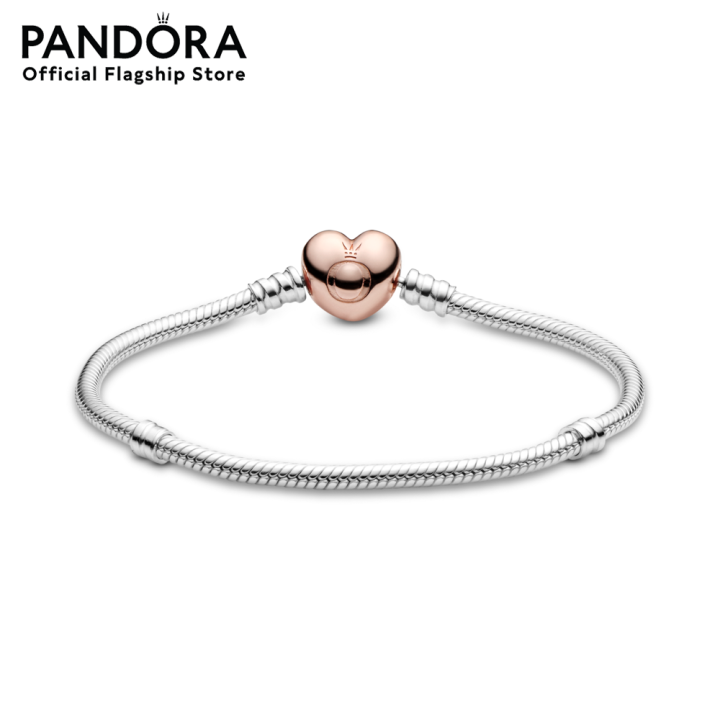 pandora-sliver-heart-clasp-snake-chain-bracelet-เครื่องประดับ-สร้อยข้อมือ-สีโรส-โรส-สร้อยข้อมือสีโรส-สร้อยข้อมือโรส-สร้อยข้อมือหัวใจ-หัวใจ-ชาร์ม