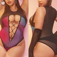 Plus Size Women Sexy Sheer See Through Bodysuit Leotard High Cut G-string Thongs High Qualtiy Ready Stock