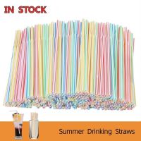 100-1500 Pcs Disposable Elbow Plastic Straws For Kitchenware Bar Party Event Supplies Striped Bendable Cocktail Drinking Straws Barware