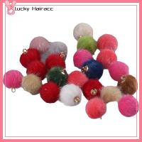 LUCKY HAIRACC หลากสีสัน ตุ้มหูปอมปอม ไฟเบอร์และโลหะผสม เครื่องรางขนเฟอร์ เครื่องประดับอัญมณีอัญมณี พู่ลูกบอลขนปุย อุปกรณ์เครื่องประดับอัญมณี