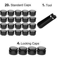 24Pcs 17MM Black Wheel Nut Bolt Trims Studs Cover Cap For Opel BMW Benz Car Styling Car Tyre Wheel Hub Nut Covers