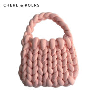 CHERL &amp; KOLRS⚡จัดส่งฟรี สินค้าพร้อมส่ง⚡ Hobo Chunky Velvet marshmallow bag กระเป๋าสะพายไหล่ กระเป๋าถัก กระเป๋าไหมยักษ์แฮนด์เมด