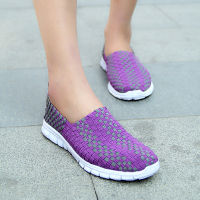 2021Woman Men Weave Shoes Breathable Walking Casual Girls Green Flat shoes Calzado casual de mujer Loafers