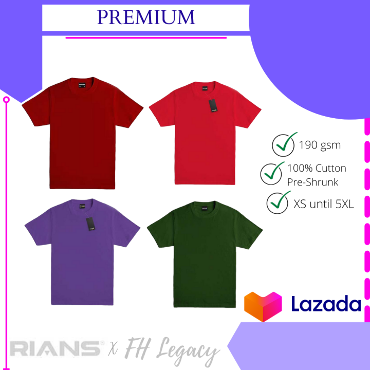 [Ready Stock] RIANS (PREMIUM) COTTON PLAIN T-SHIRT KOSONG UNISEX ...