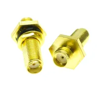 SMA To SMA Connector Socket SMA Female Jack To SMA Female Plug O-ring Bulkhead Panel Mount Nut Gold Plated Brass RF Coaxial