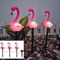 Pink Flamingo LED Lawn Lamps led garden lamp Outdoor solar lights Pink Bird Lawn Decor Stake Landscape Decoration Night Lighting Power Points  Switche