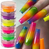 6Pcs/Set Neon Nail Art Powder Luminous Makeup Matte Eyeshadow Chrome Manicure Pigment Fluorescent DIY Nail Decorations Dust