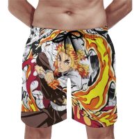 Demon Killer ญี่ปุ่น Board Shorts ฤดูร้อน Rengoku Kyojuro Running Board Shorts Quick Dry ฮาวายพิมพ์กางเกงขาสั้นชายหาดขนาดใหญ่