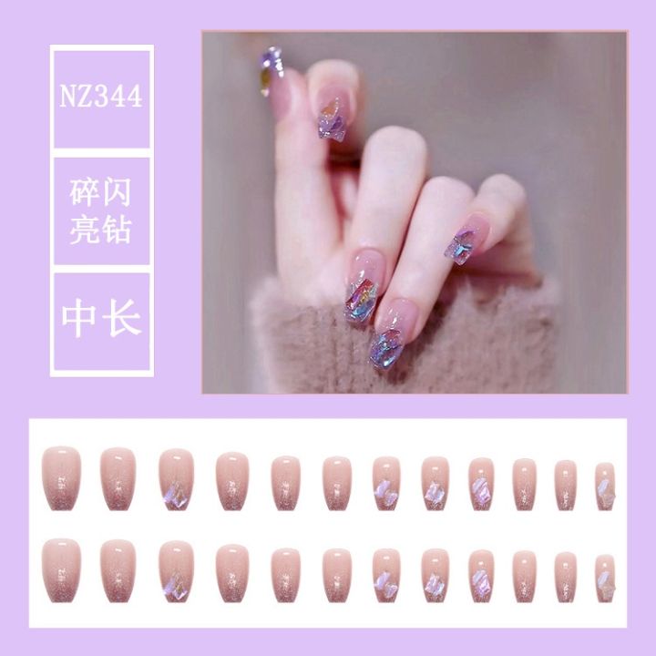 cod-xiaohongshu-douyin-explosive-wearing-nails-glitter-ballet-false-sticker-finished-product