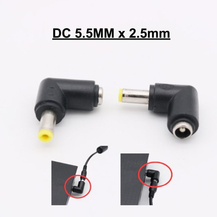 ：“{》 DC Power Adapter Connector 5.5Mm X 2.5Mm Male Plug Right Angle To 5.5X 2.5Mm Female For Laptop