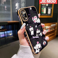 JIUMOO เคสสำหรับ Realme X7 X7 Pro 4G X7 Pro 5G เคสการ์ตูนน่ารัก Kuromi ใหม่ชุบหรูหราขอบสี่เหลี่ยมเคสมือถือซิลิโคนนิ่มเคสคลุมด้านหลังเต็มตัวเคสป้องกันเลนส์กล้อง