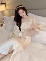 Ao Dai ฝรั่งเศสลูกไม้เจ้าหญิงลมน้ำแข็งผ้าไหมกระโปรงนอนผู้หญิงฤดูใบไม้ผลิและฤดูใบไม้ร่วงศาลลมบริสุทธิ์ปรารถนาลมชุดนอนบ้านหวาน