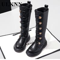 Kids Martin Knee-high Boots Fashion Winter Leather Shoe For Children Girls Warm British Style Kids Shoe Winter Motorcycle Boots