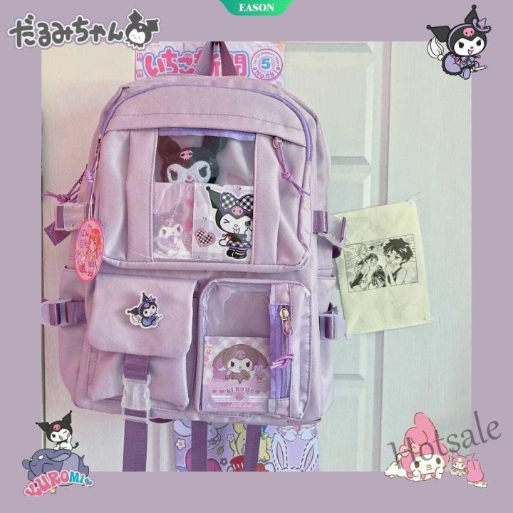 hot-sale-c16-sanrio-cinnamoroll-kuromi-my-melody-wild-large-capacity-ins-cartoon-backpack-anime-jk-kawaii-student-compute-girl-casual-school-bags-wet