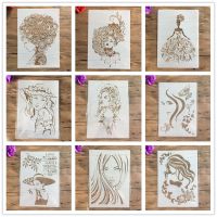 A4 29 * 21cm beauty girl Mandala DIY Stencils Wall Painting Scrapbook Coloring Embossing Album Decorative Paper Card Template Rulers  Stencils