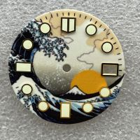 Watch Parts 28.5Mm Blue Luminous Kanagawa Watch Dial Suitable For NH35/36 Automatic Movement