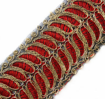 20227หลาสายปักเวนิส Motif ทองสีแดง A Pplique ตัดสมุดสำหรับอุปกรณ์เย็บผ้า DIY T1437