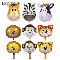 【DT】hot！ 6pcs Big Theme Zoo Jungle Foil Balloons Kids Birthday Decorations Baloon Supplies